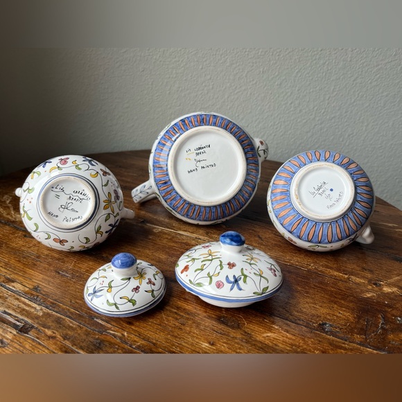 Lis Ceramica Brasil Handpainted Floral Design Tea Set - Picture 10 of 12